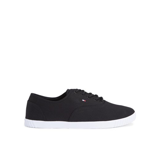 Tommy Hilfiger Tenisówki Canvas Lace Up Sneaker FW0FW07805 Czarny ze sklepu MODIVO w kategorii Trampki damskie - zdjęcie 182686236