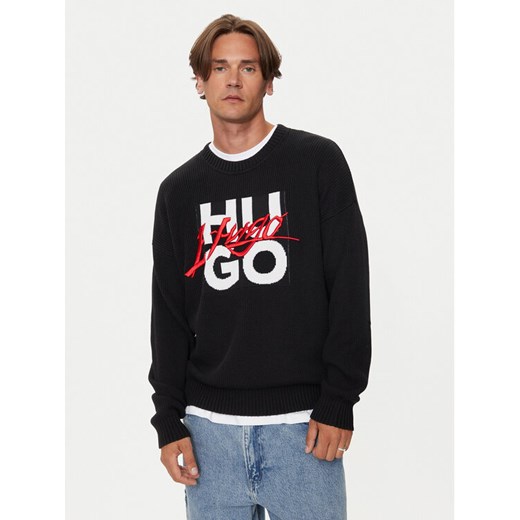Hugo Sweter 50524553 Czarny Regular Fit ze sklepu MODIVO w kategorii Swetry męskie - zdjęcie 182686326