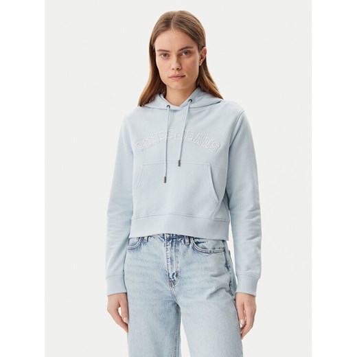 Guess Jeans Bluza W5GQ22 K68I4 Błękitny Regular Fit ze sklepu MODIVO w kategorii Bluzy damskie - zdjęcie 182686357