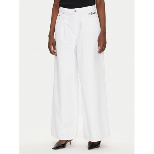KARL LAGERFELD Jeansy A2W10158 Biały Wide Leg ze sklepu MODIVO w kategorii Jeansy damskie - zdjęcie 182686477