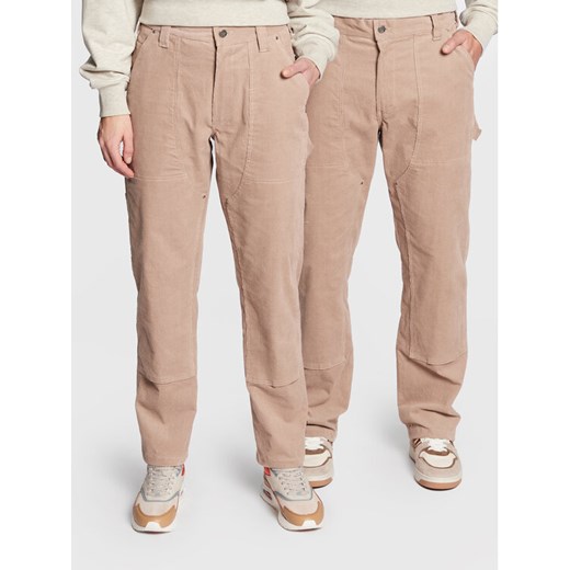 Leeves Spodnie materiałowe Unisex Corduroy Beżowy Relaxed Fit ze sklepu MODIVO w kategorii Spodnie damskie - zdjęcie 182686855