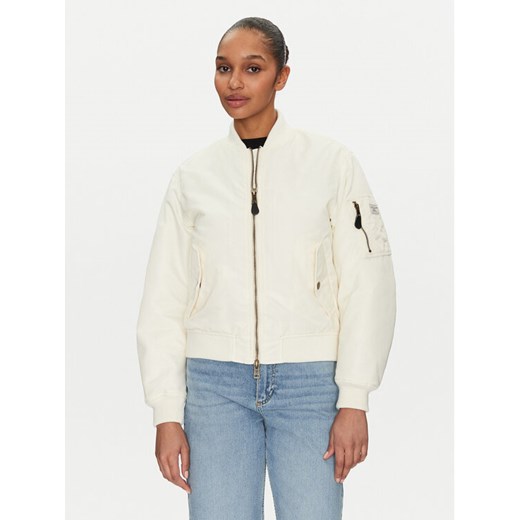 Guess Jeans Kurtka bomber W5RL81 WHAA2 Écru Regular Fit ze sklepu MODIVO w kategorii Kurtki damskie - zdjęcie 182687029