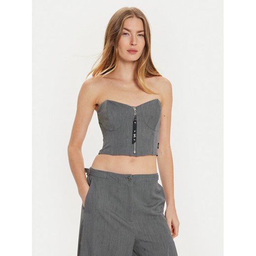 TWINSET Top 242AM2044 Szary Slim Fit ze sklepu MODIVO w kategorii Bluzki damskie - zdjęcie 182687238