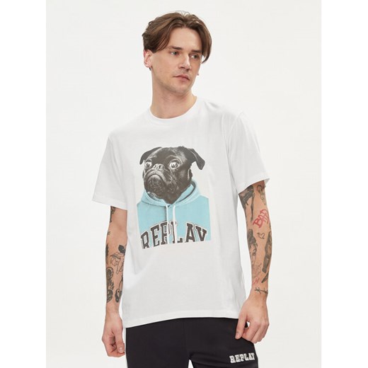 Replay T-Shirt M6808.000.22662 Biały Regular Fit ze sklepu MODIVO w kategorii T-shirty męskie - zdjęcie 182687269