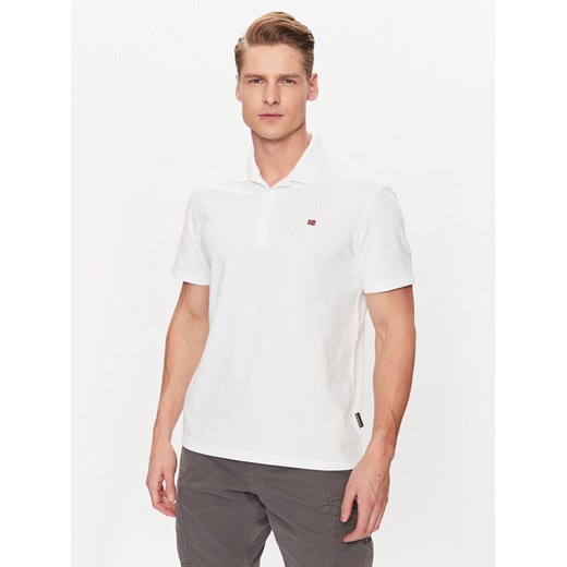 Napapijri Polo Ealis NP0A4H8B Biały Regular Fit ze sklepu MODIVO w kategorii T-shirty męskie - zdjęcie 182687338