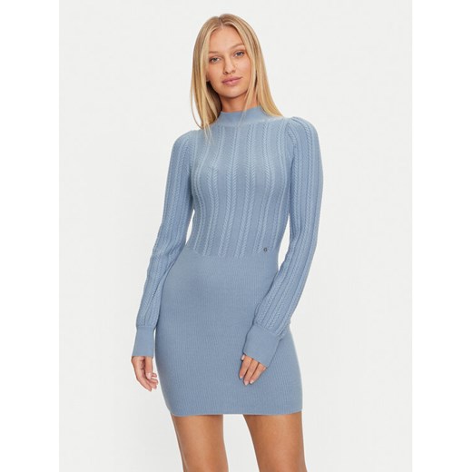 Guess Sukienka dzianinowa Livia W4BK08 Z2V42 Niebieski Regular Fit ze sklepu MODIVO w kategorii Sukienki - zdjęcie 182687376