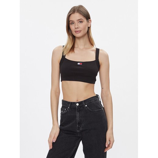 Tommy Jeans Top Badge DW0DW17395 Czarny Slim Fit ze sklepu MODIVO w kategorii Bluzki damskie - zdjęcie 182687687