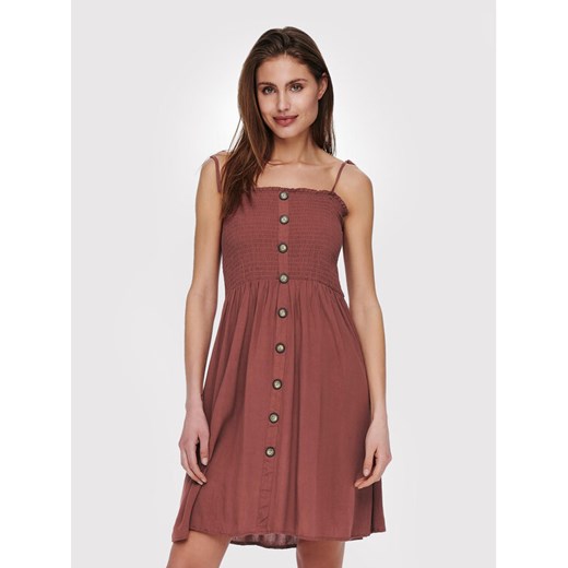 ONLY Sukienka letnia Annika 15193884 Brązowy Slim Fit ze sklepu MODIVO w kategorii Sukienki - zdjęcie 182687946