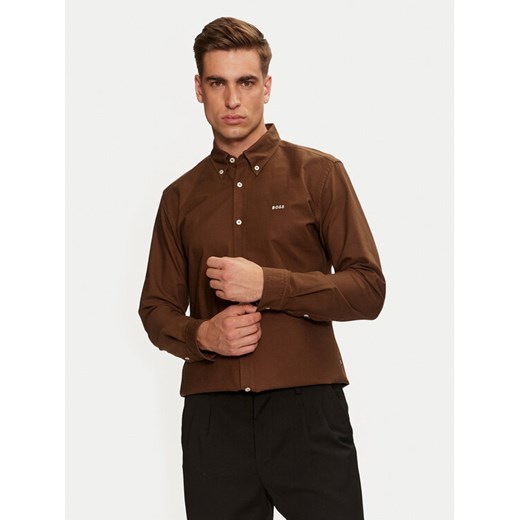BOSS Koszula H-Roan 50521996 Brązowy Slim Fit ze sklepu MODIVO w kategorii Koszule męskie - zdjęcie 182688467