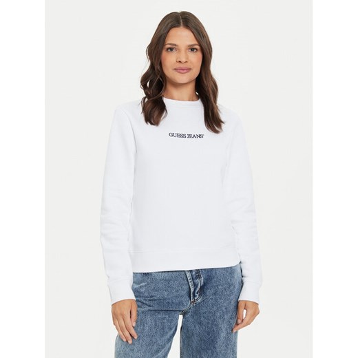 Guess Jeans Bluza W4YQ10 KC811 Biały Regular Fit ze sklepu MODIVO w kategorii Bluzy damskie - zdjęcie 182688549