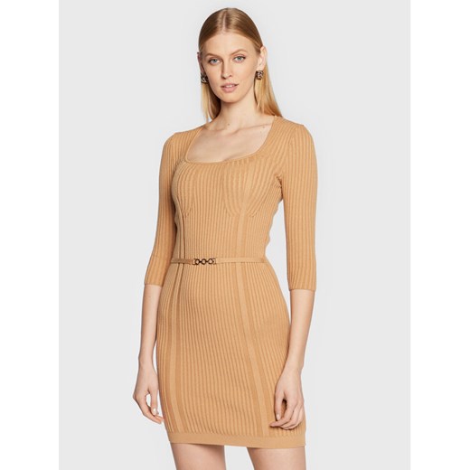Rinascimento Sukienka dzianinowa CFM0010919003 Brązowy Slim Fit ze sklepu MODIVO w kategorii Sukienki - zdjęcie 182688616