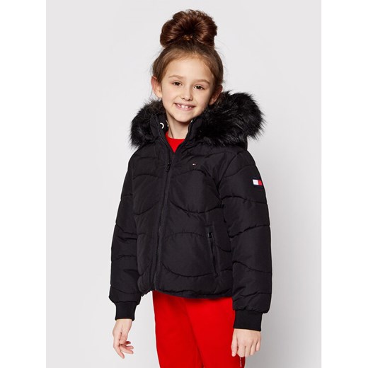 Tommy Hilfiger Kurtka zimowa Tonal Fur KG0KG05970 M Czarny Regular Fit ze sklepu MODIVO w kategorii Kurtki dziewczęce - zdjęcie 182688675