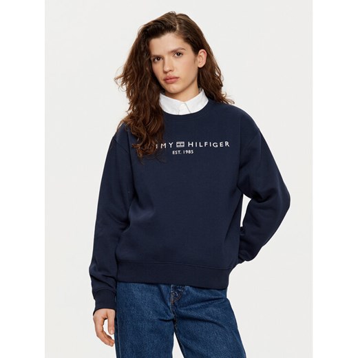 Tommy Hilfiger Bluza WW0WW39791 Granatowy Relaxed Fit ze sklepu MODIVO w kategorii Bluzy damskie - zdjęcie 182688685