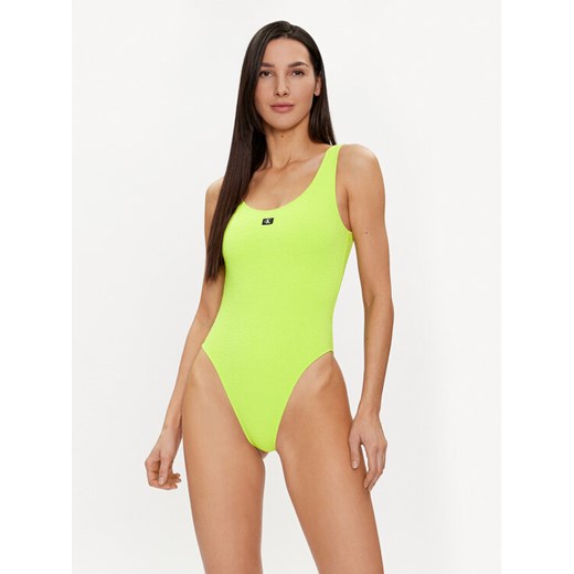 Calvin Klein Swimwear Strój kąpielowy KW0KW02401 Zielony ze sklepu MODIVO w kategorii Stroje kąpielowe - zdjęcie 182688778