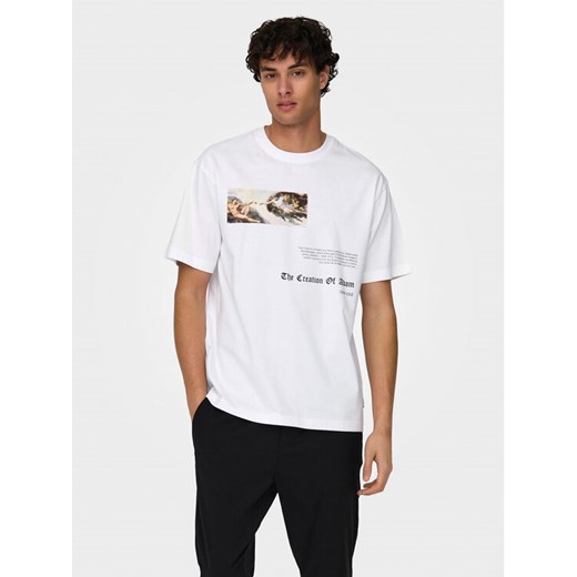 Only & Sons T-Shirt Apoh 22028207 Biały Relaxed Fit ze sklepu MODIVO w kategorii T-shirty męskie - zdjęcie 182688915