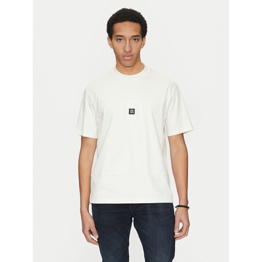 HUGO T-Shirt Debostac 50535499 Écru Relaxed Fit ze sklepu MODIVO w kategorii T-shirty męskie - zdjęcie 182688936
