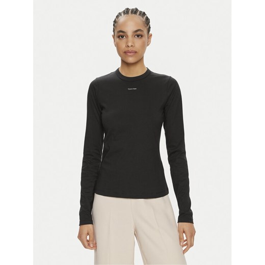 Calvin Klein Bluzka Nano Logo K20K207572 Czarny Regular Fit ze sklepu MODIVO w kategorii Bluzki damskie - zdjęcie 182689098