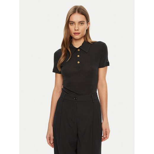 Tommy Hilfiger Polo WW0WW44446 Czarny Slim Fit ze sklepu MODIVO w kategorii Bluzki damskie - zdjęcie 182689136