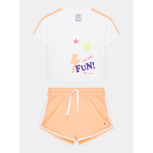 Champion Komplet t-shirt i spodenki 404678 Biały Regular Fit ze sklepu MODIVO w kategorii Komplety dziewczęce - zdjęcie 182689336