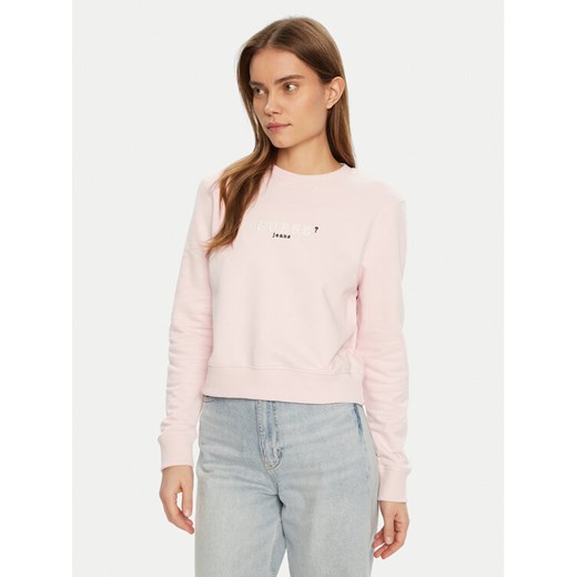 Guess Jeans Bluza W5RQ28 K68I4 Beżowy Regular Fit ze sklepu MODIVO w kategorii Bluzy damskie - zdjęcie 182689345