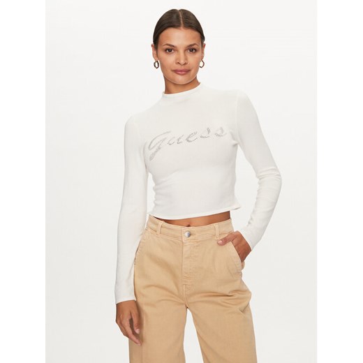 Guess Bluzka W3BR07 Z2YK2 Biały Cropp Fit ze sklepu MODIVO w kategorii Bluzki damskie - zdjęcie 182689605