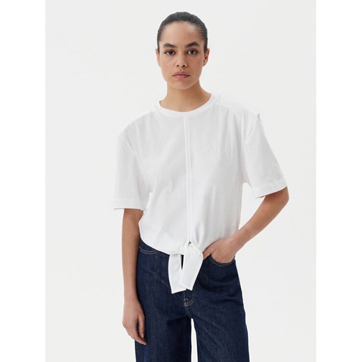 PINKO T-Shirt Tuca 105015 A2ID Biały Regular Fit ze sklepu MODIVO w kategorii Bluzki damskie - zdjęcie 182689977