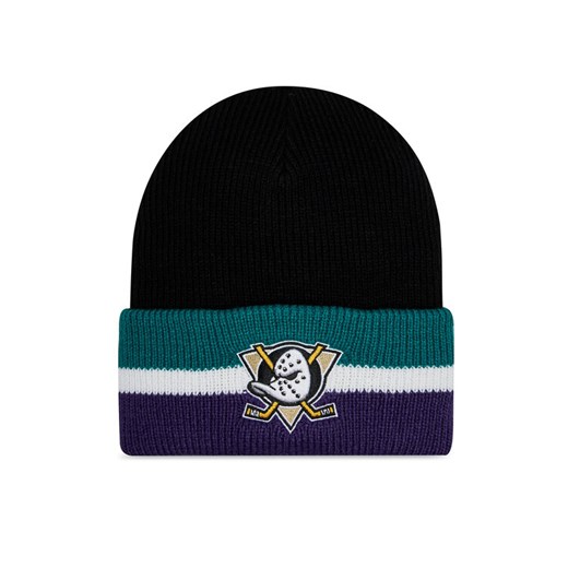 47 Brand Czapka NHL Anaheim Ducks Split Cuff 47 H-SPLCC25ACE-BK Czarny ze sklepu MODIVO w kategorii Czapki zimowe damskie - zdjęcie 182690125