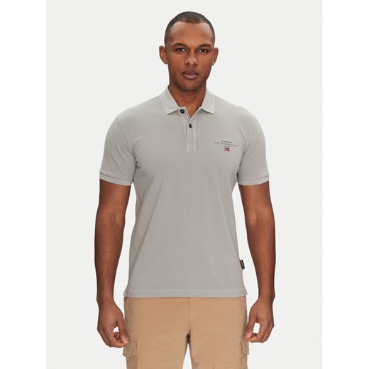 Napapijri Polo Elbas NP0A4GDL Szary Regular Fit ze sklepu MODIVO w kategorii T-shirty męskie - zdjęcie 182690257