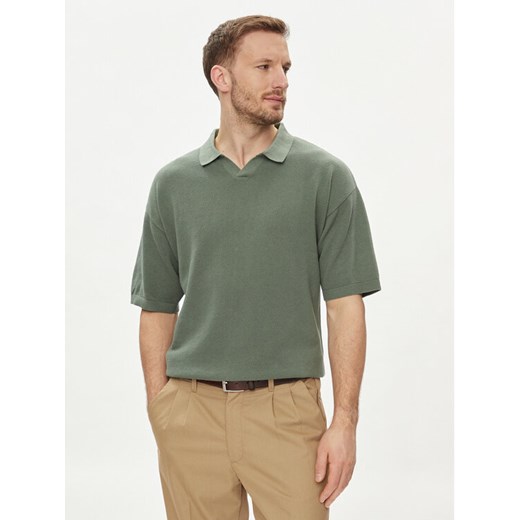 Jack&Jones Polo Linen 12252748 Zielony Regular Fit ze sklepu MODIVO w kategorii T-shirty męskie - zdjęcie 182690517