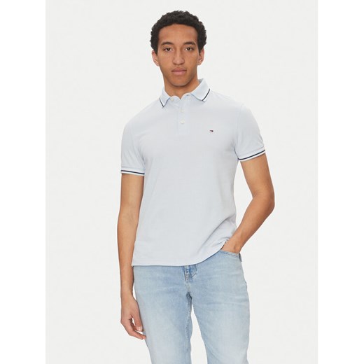 Tommy Hilfiger Polo Seasonal MW0MW39993 Błękitny Slim Fit ze sklepu MODIVO w kategorii T-shirty męskie - zdjęcie 182690596