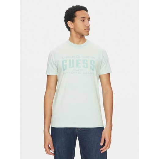 Guess T-Shirt M5GI27 KBW41 Zielony Regular Fit ze sklepu MODIVO w kategorii T-shirty męskie - zdjęcie 182690605