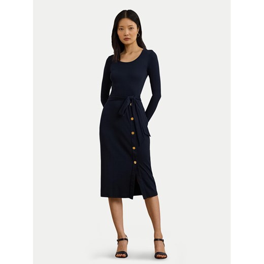 LAUREN RALPH LAUREN Sukienka dzianinowa 250889290005 Granatowy Slim Fit ze sklepu MODIVO w kategorii Sukienki - zdjęcie 182690738