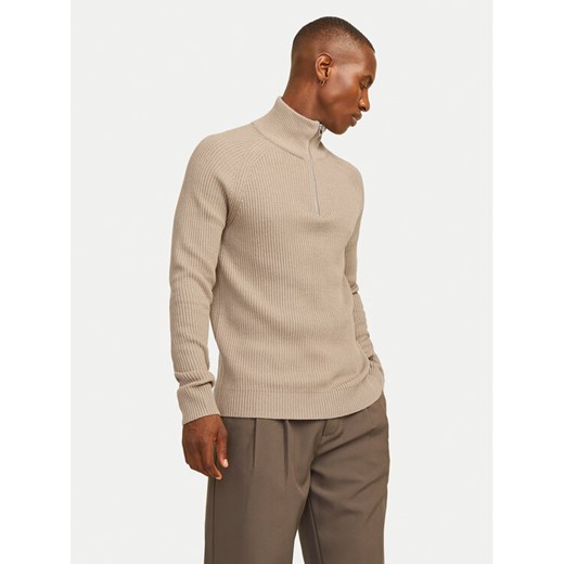 Jack&Jones Sweter Pannel 12258473 Beżowy Regular Fit ze sklepu MODIVO w kategorii Swetry męskie - zdjęcie 182690947