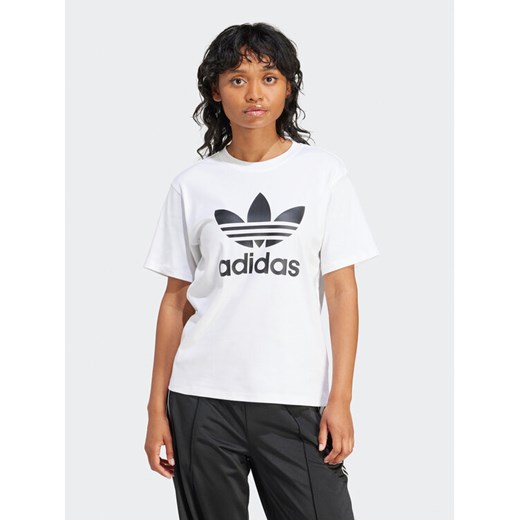 adidas T-Shirt Trefoil IR9534 Biały Regular Fit ze sklepu MODIVO w kategorii Bluzki damskie - zdjęcie 182690998