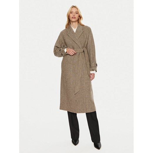 Tommy Hilfiger Płaszcz wełniany WW0WW43159 Beżowy Regular Fit ze sklepu MODIVO w kategorii Płaszcze damskie - zdjęcie 182691217