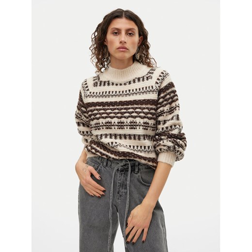 Vero Moda Golf Henya 10315561 Beżowy Regular Fit ze sklepu MODIVO w kategorii Swetry damskie - zdjęcie 182691277