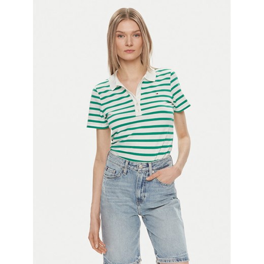 Tommy Hilfiger Polo 1985 WW0WW39530 Zielony Slim Fit ze sklepu MODIVO w kategorii Bluzki damskie - zdjęcie 182691677