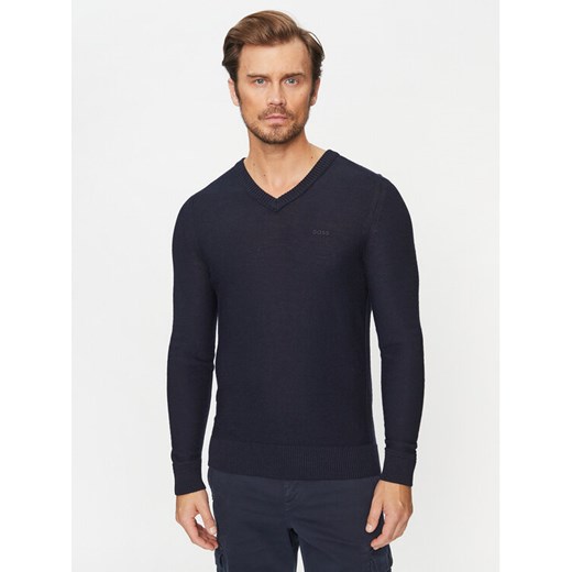 Boss Sweter Avac_V 50510750 Granatowy Regular Fit ze sklepu MODIVO w kategorii Swetry męskie - zdjęcie 182691779