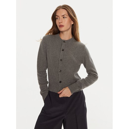 AMI PARIS Kardigan FKC157005 Szary Regular Fit ze sklepu MODIVO w kategorii Swetry damskie - zdjęcie 182691795