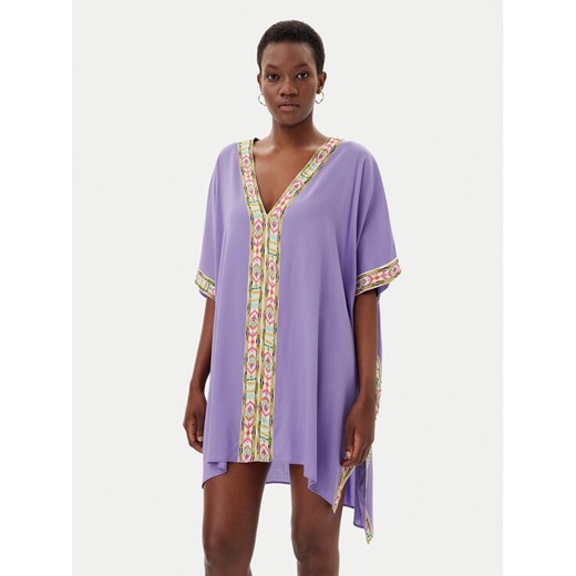 LOLA CASADEMUNT Tunika LS2516056 Fioletowy Relaxed Fit ze sklepu MODIVO w kategorii Odzież plażowa - zdjęcie 182692019