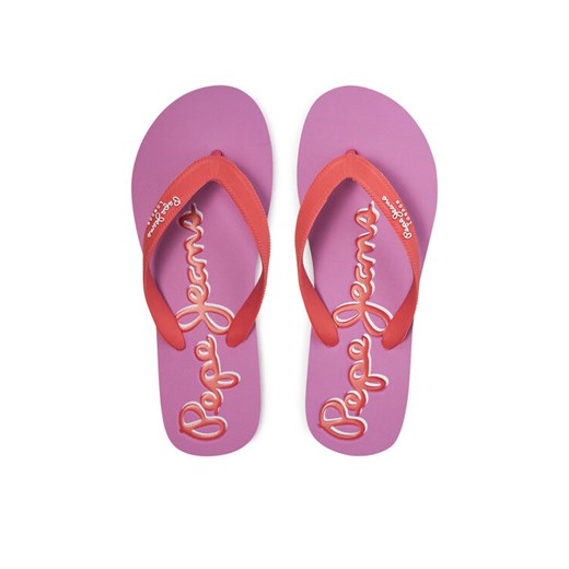 Pepe Jeans Japonki Bay Beach Brand W PLS70157 Czerwony ze sklepu MODIVO w kategorii Klapki damskie - zdjęcie 182692418
