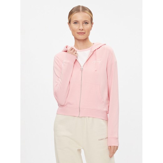 Tommy Jeans Bluza Signature DW0DW17338 Różowy Regular Fit ze sklepu MODIVO w kategorii Bluzy damskie - zdjęcie 182692437