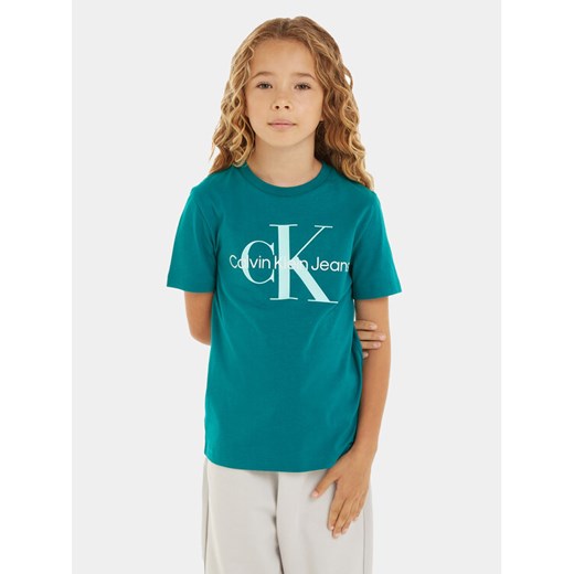 Calvin Klein Jeans T-Shirt Monogram IU0IU00460 Zielony Regular Fit ze sklepu MODIVO w kategorii T-shirty chłopięce - zdjęcie 182692695