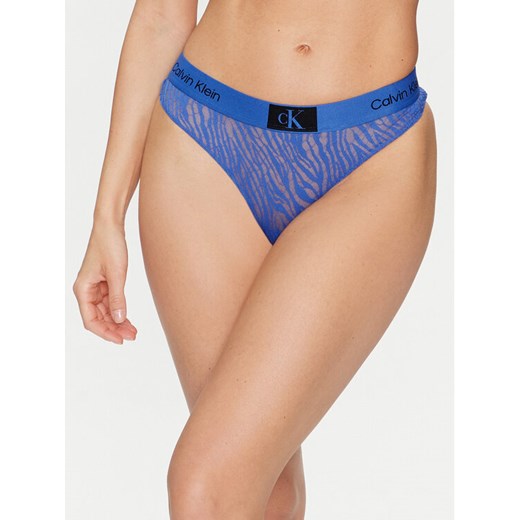 Calvin Klein Underwear Stringi 000QF7378E Niebieski ze sklepu MODIVO w kategorii Majtki damskie - zdjęcie 182692838