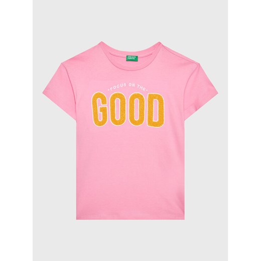 United Colors Of Benetton T-Shirt 3096C10AY Różowy Oversize ze sklepu MODIVO w kategorii Bluzki dziewczęce - zdjęcie 182693088