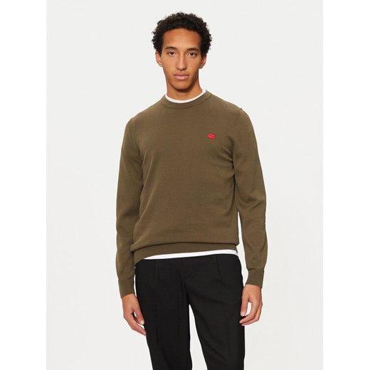 Hugo Sweter San Cassius-C1 50475083 Khaki Regular Fit ze sklepu MODIVO w kategorii Swetry męskie - zdjęcie 182693446