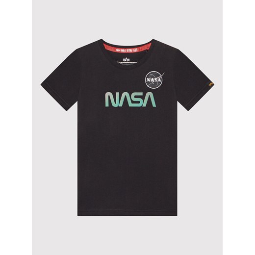 Alpha Industries T-Shirt Nasa Rainbow Reflective 198718RR Czarny Regular Fit ze sklepu MODIVO w kategorii T-shirty chłopięce - zdjęcie 182693625