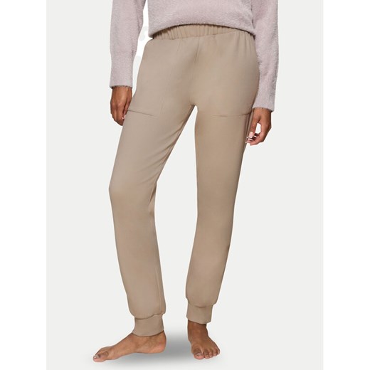 Triumph Spodnie piżamowe Smart Thermal 10221479 Beżowy Regular Fit ze sklepu MODIVO w kategorii Piżamy damskie - zdjęcie 182693626