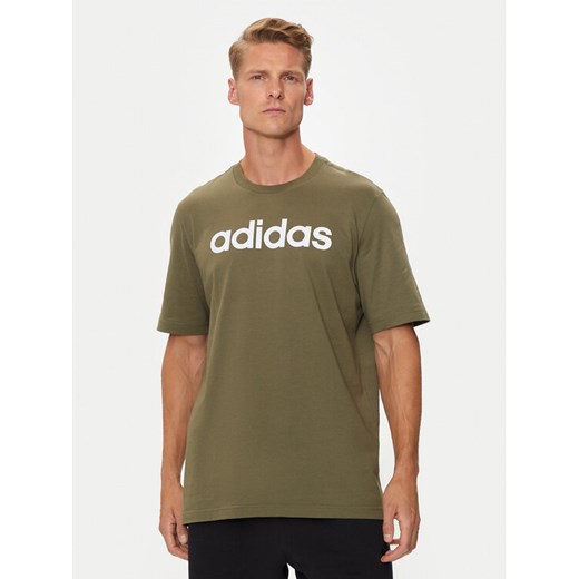 adidas T-Shirt Essentials Linear Logo IC9280 Zielony Regular Fit ze sklepu MODIVO w kategorii T-shirty męskie - zdjęcie 182693786