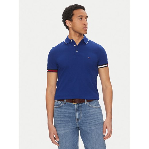 Tommy Hilfiger Polo Flag Cuff MW0MW38458 Niebieski Slim Fit ze sklepu MODIVO w kategorii T-shirty męskie - zdjęcie 182693848